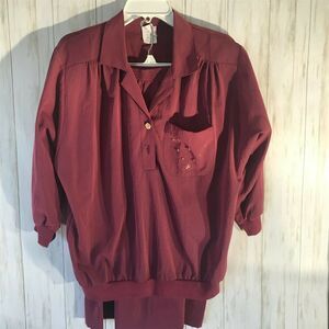 Vintage blouse & skirt size 12 Maroon